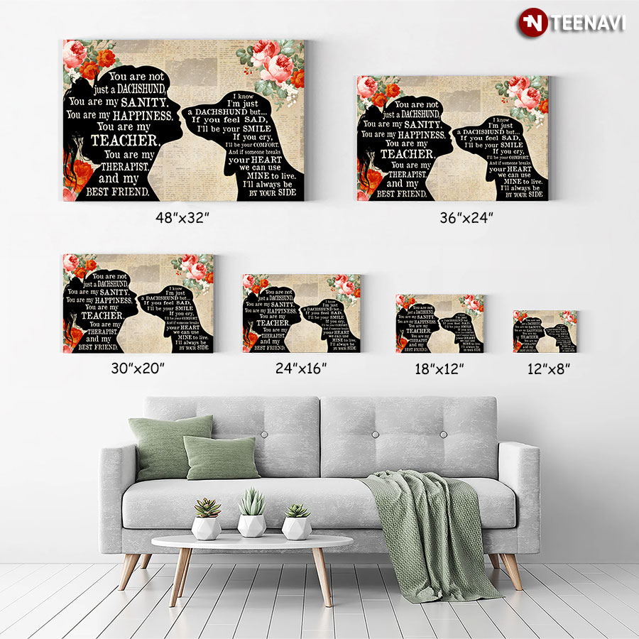 Vintage Floral Book Page Theme Girl & Dachshund Dog Silhouette You Are Not Just A Dachshund Poster