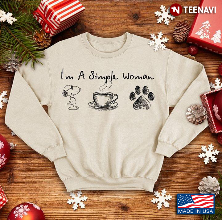 I'm A Simple Woman Snoopy Dog Coffee And Paw