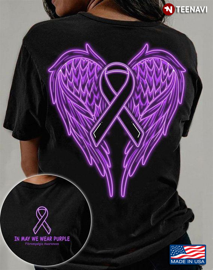 Ribbon Heart With Wings In May We Wear Purple Fibromyalgia Awareness