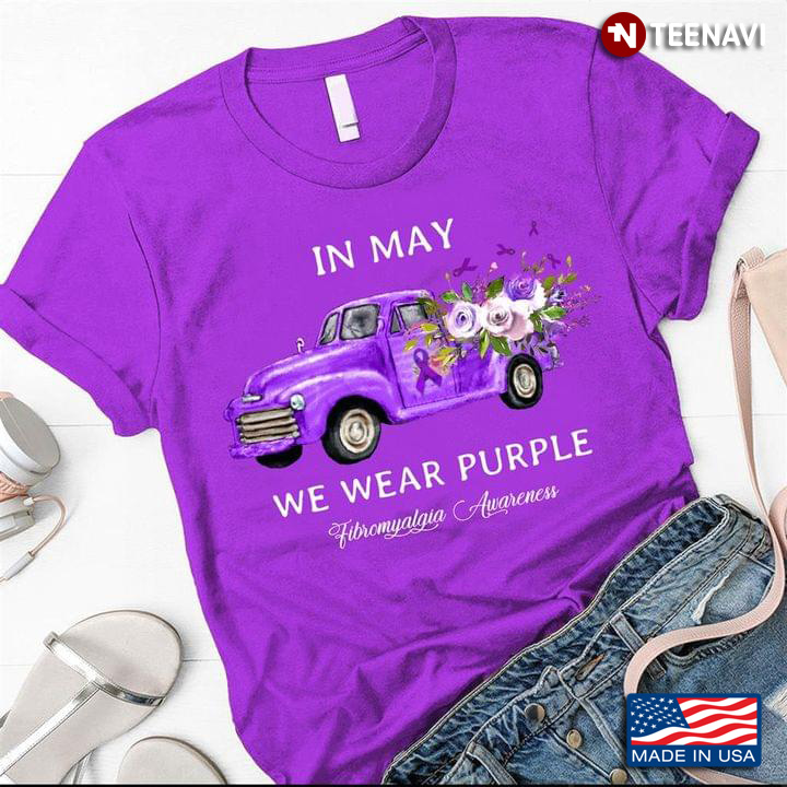 Vintage Truck Flower In May We Wear Purple Fibromyalgia Awareness