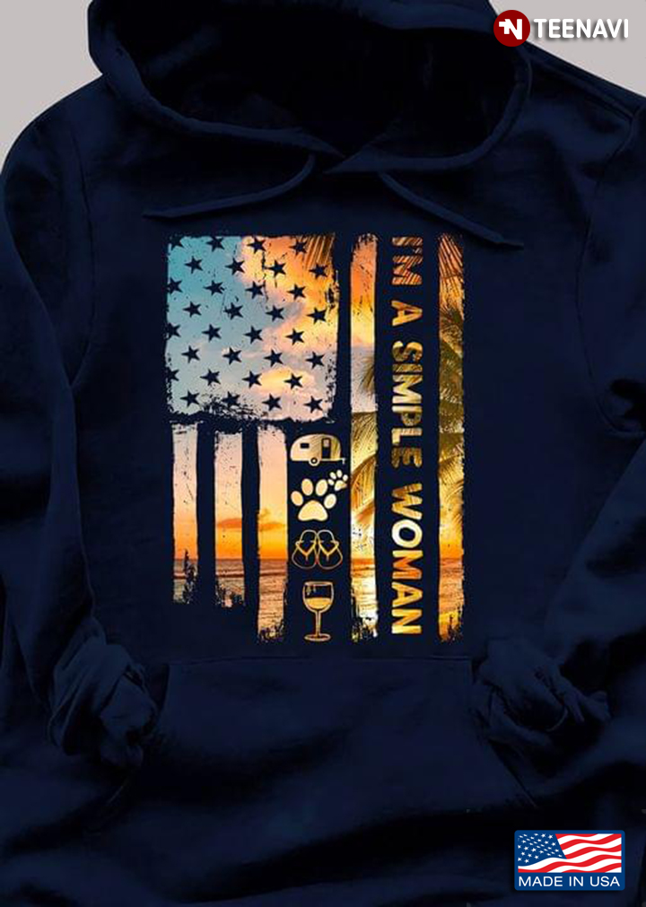 Im A Simple Woman Camping Pet Flip Flop Wine