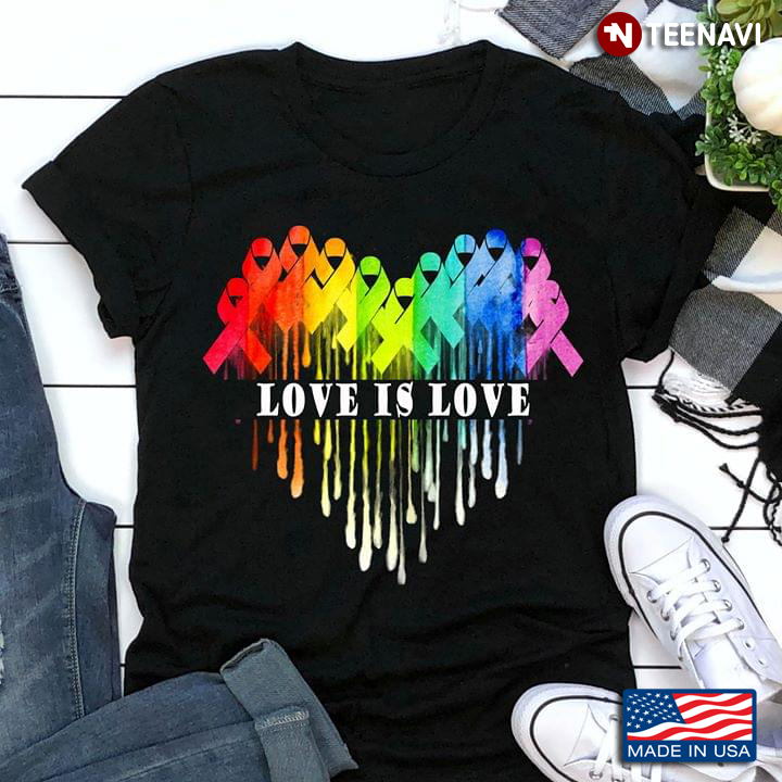 LGBT Awareness Ribbons Heart Love Is Love
