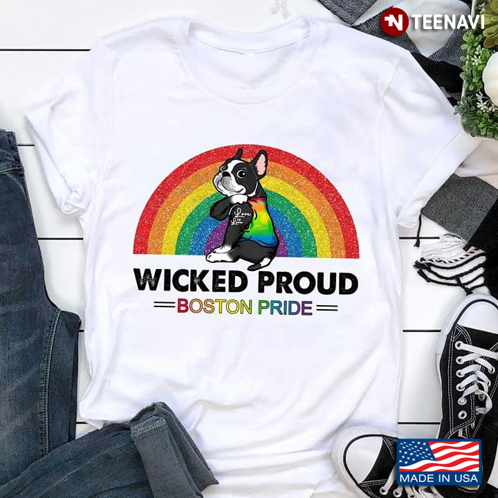 LGBT Bulldog With Tattoo Love Is Love Wicked Proud Boston Pride Rainbow