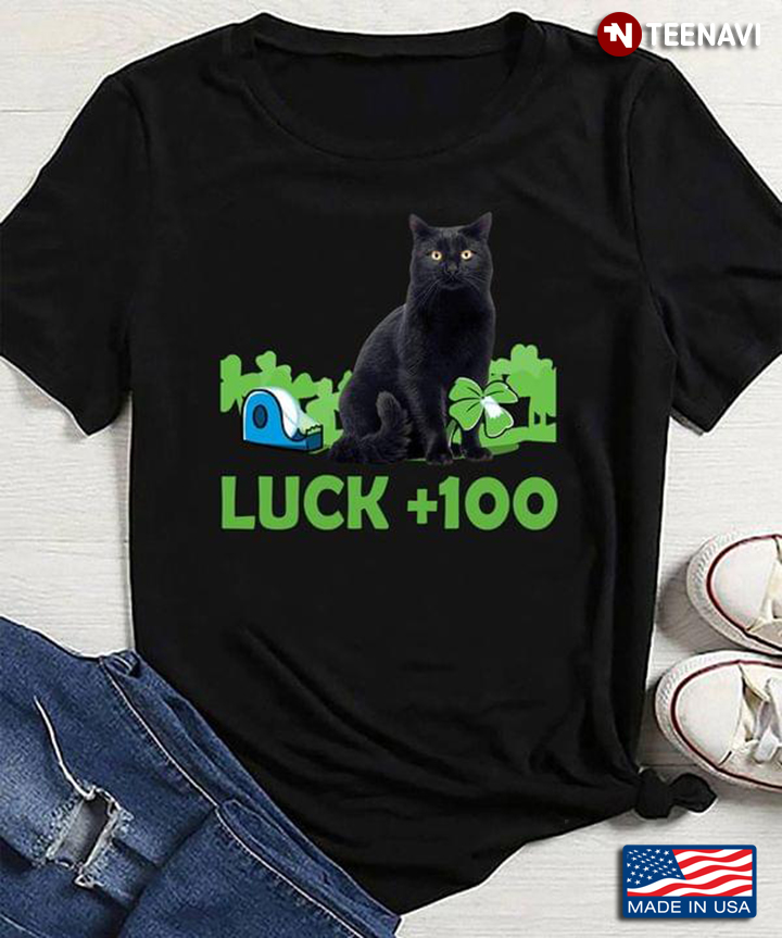 Luck 100 Black Cat With Clover St Patricks Day