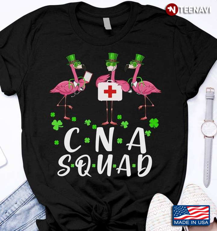 CNA Squad Flamingo Nurse St Patricks Day