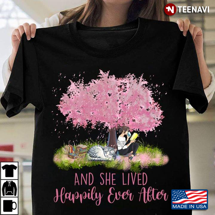 And She Lived Happily Ever After A Girl Sits Under A Cherry Blossom Tree And Reads Book