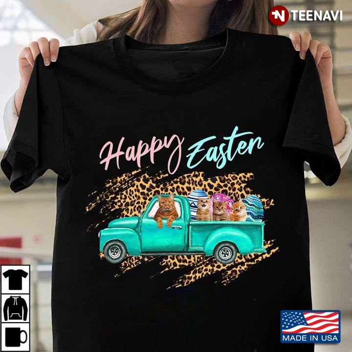Happy Easter Cats And Eggs On The Car