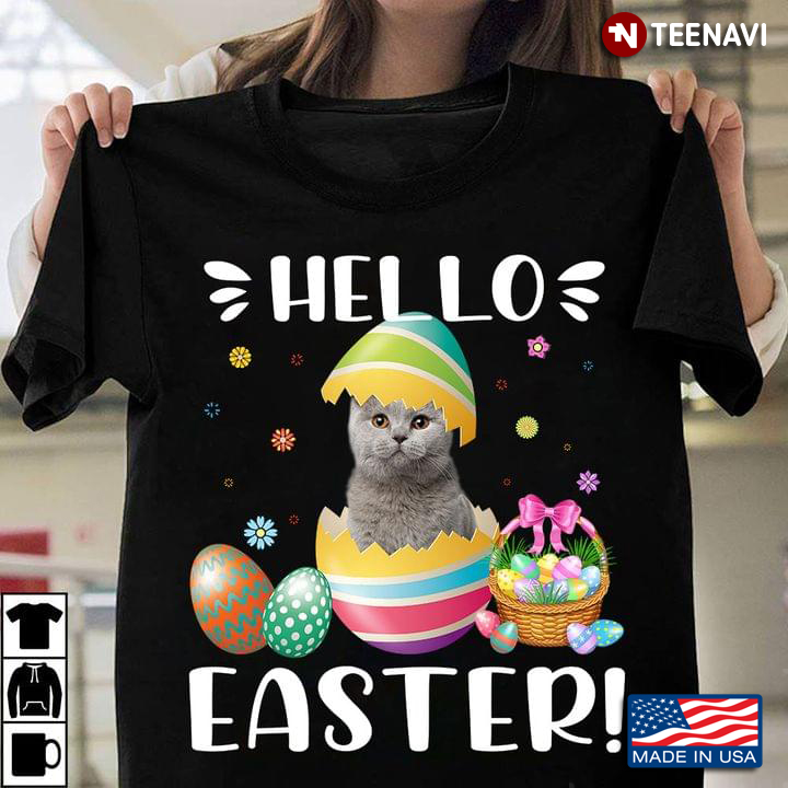 Hello Easter Cat In Easter Egg