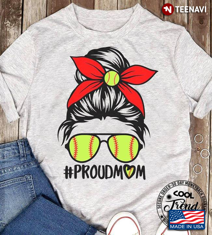 Proudmom Softball Woman With Glasses And Headband