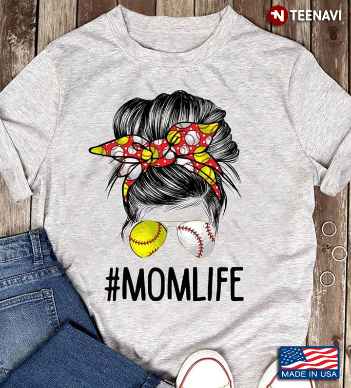 Momlife Baseball And Softball Girl With Headband And Glasses