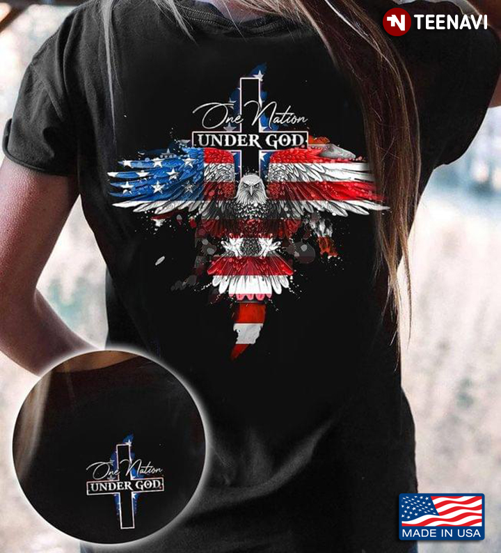 One Nation Under God Jesus Eagle American Flag