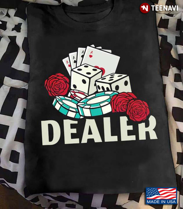 Dealer Poker Chips Dice Cards Roses Casino