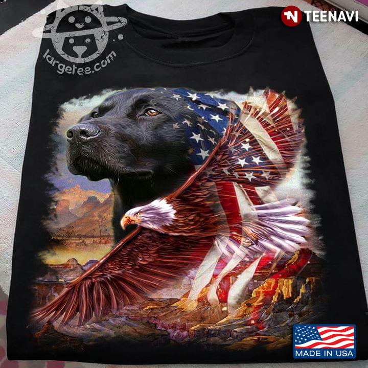 Labrador Retriever Eagle And American Flag