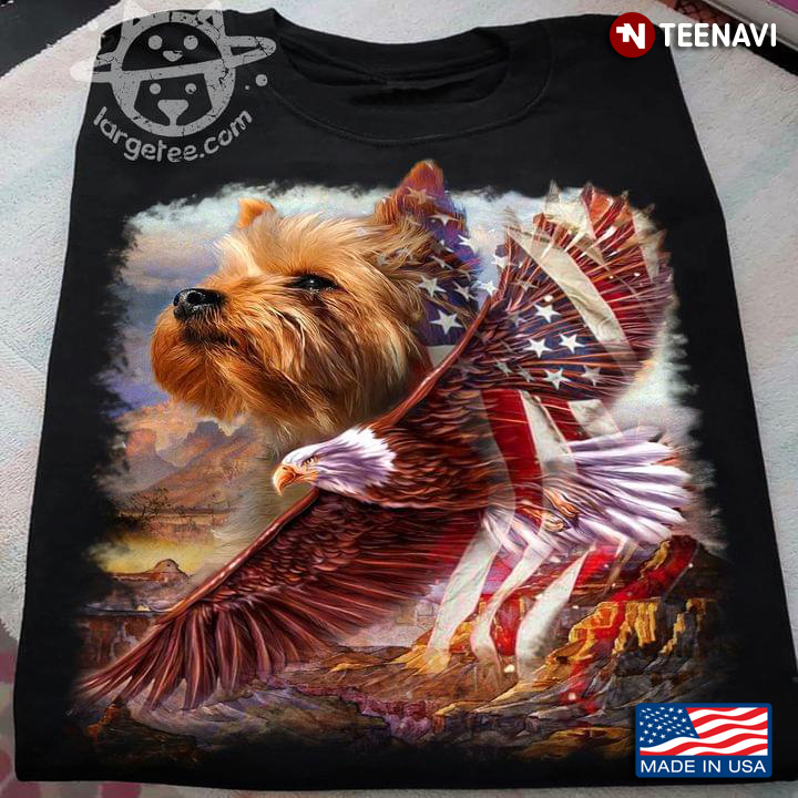 Yorkshire Terrier Eagle And American Flag