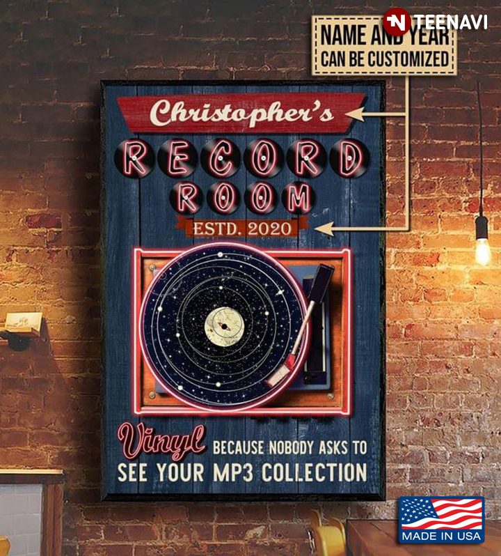 Vintage Customized Name & Year Record Room Vinyl Because Nobody Asks To See Your Mp3 Collection