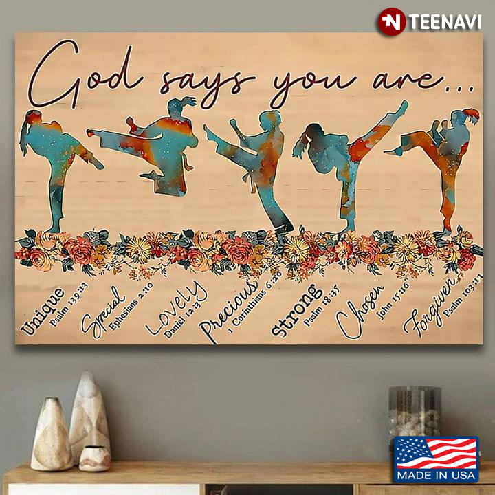 Vintage Floral Female Taekwondo Players God Says You Are Unique Special Lovely