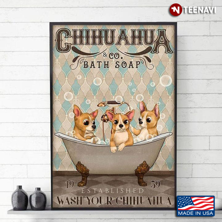 Vintage Three Chihuahua Puppies & Co. Bath Soap Established 1959 Wash Your Chihuahua