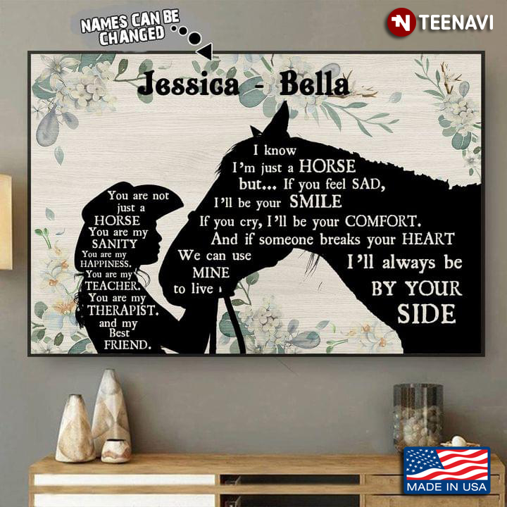 Vintage Customized Name Floral Cowgirl & Horse Silhouette You Are Not Just A Horse