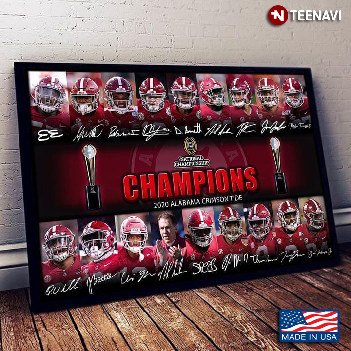 National Championship Champions 2020 Alabama Crimson Tide With Football Team Autographs