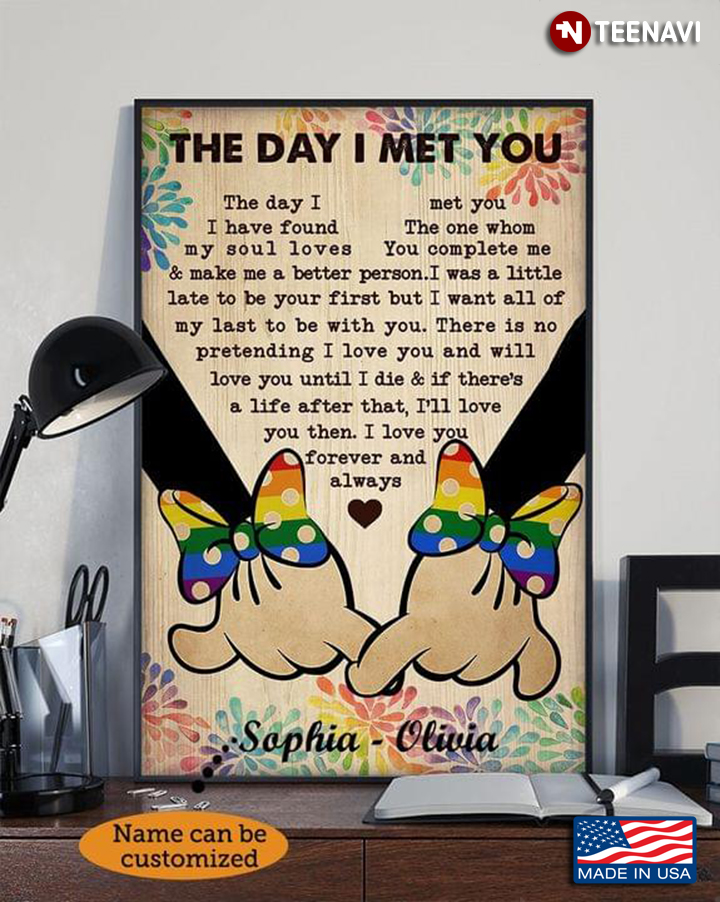 LGBT Pride Firework Theme Customized Name Lesbian Minnie Mouse Hands The Day I Met You