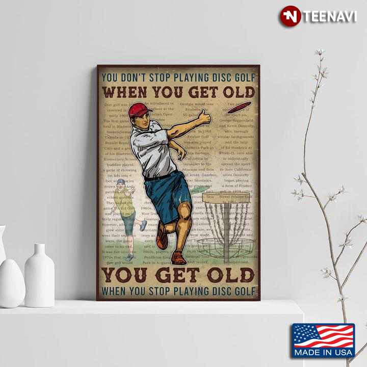 Vintage Book Page Theme Disc Golf Player You Don’t Stop Playing Disc Golf When You Get Old