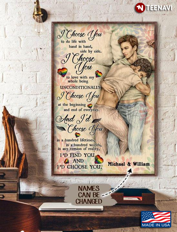 Fireworks Customized Name LGBT Pride Gay Couple I Choose You To Do Life With Hand In Hand, Side By Side