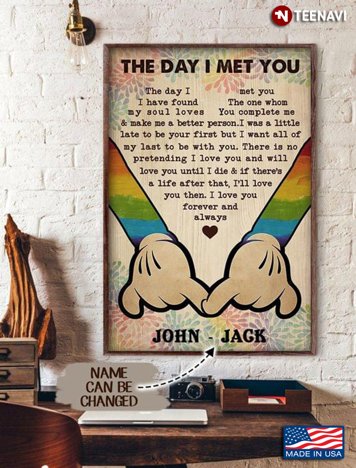 LGBT Pride Firework Theme Customized Name Gay Mickey Mouse Hands The Day I Met You