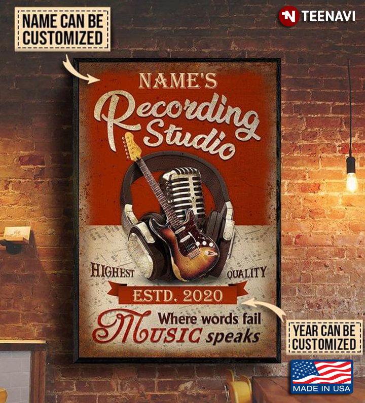 Vintage Customized Name & Year Recording Studio Highest Quality Where Words Fail Music Speaks