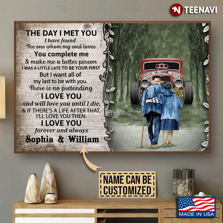 Vintage Customized Name Old Couple & Red Truck The Day I Met You I Have Found The One Whom My Soul Loves