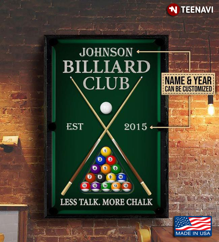Vintage Customized Name & Year Billiard Club Less Talk, More Chalk