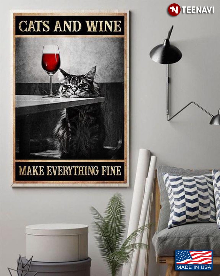Vintage Maine Coon Cat Resting Its Head On Table With Red Wine Glass Cats And Wine Make Everything Fine