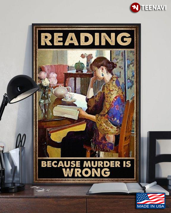 Vintage Gorgeous Lady Reading Book Reading Because Murder Is Wrong