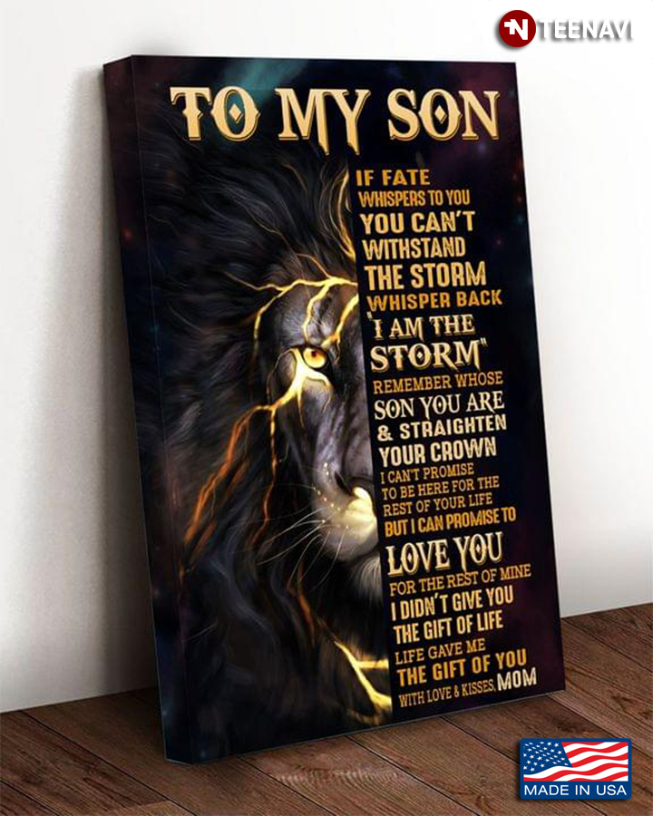 Vintage Lion & Lightning Mom & Son To My Son If Fate Whispers To You You Can’t Withstand The Storm