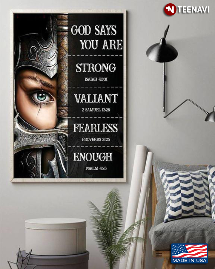 Black Theme Woman Warrior God Says You Are Strong Valiant Fearless Enough