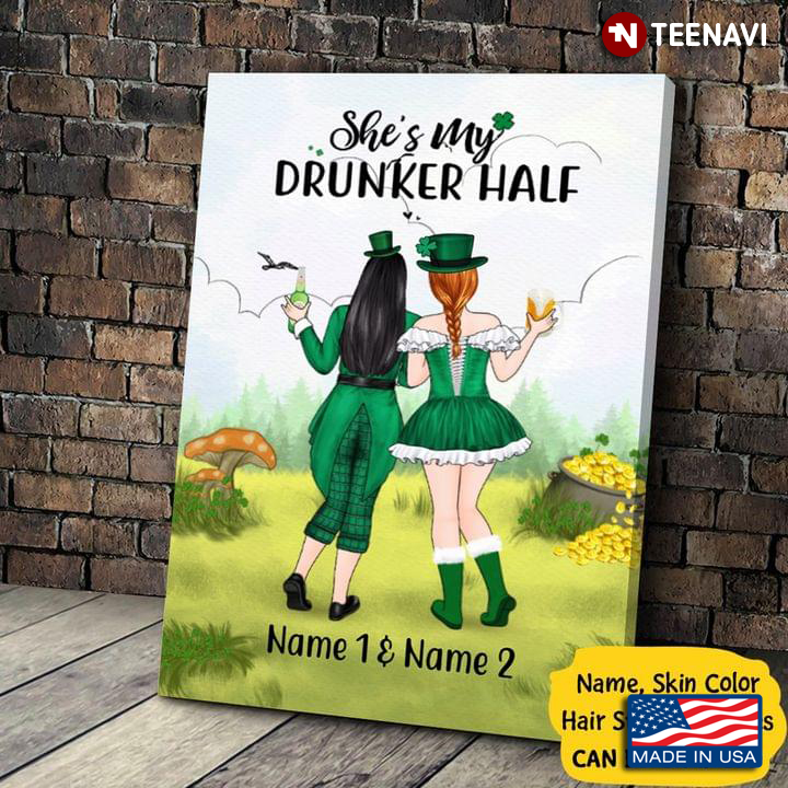 Vintage Customized Name St Patrick's Day Irish Girls She's My Drunker Half
