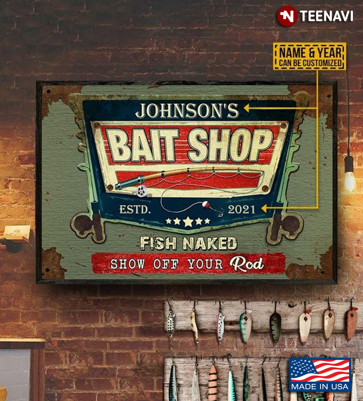 Vintage Customized Name & Year Bait Shop Fish Naked Show Off Your