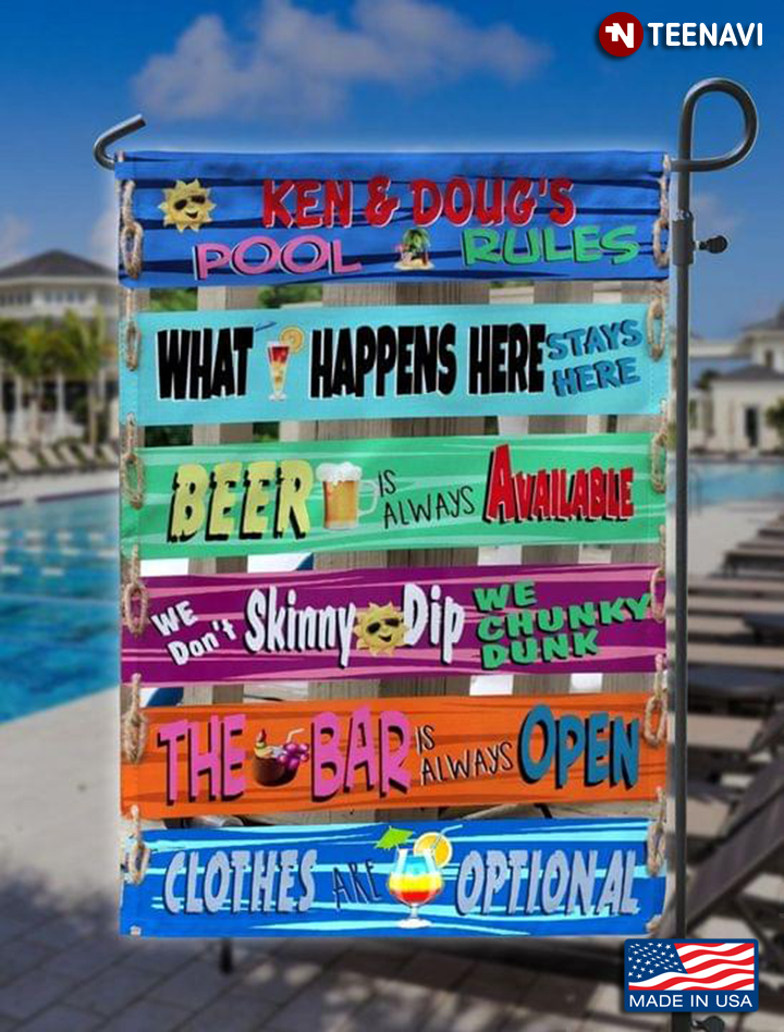 Colourful Ken & Doug's Pool Rules What Happens Here Stay Here Beer Is Always Available
