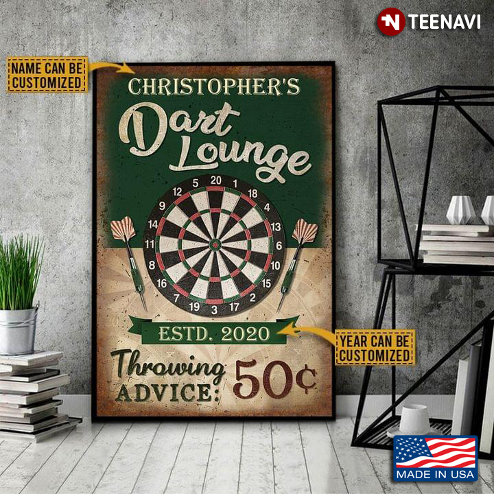 Vintage Customized Name & Year Dart Lounge Throwing Advice 50 Cents
