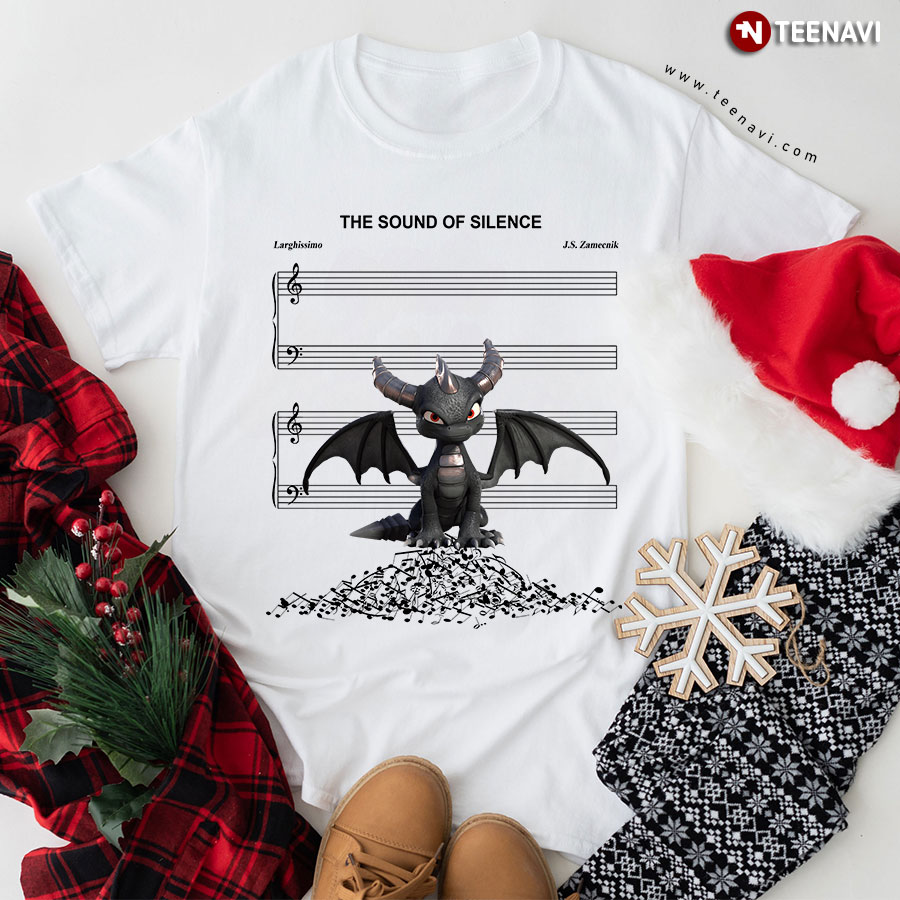 The Sound Of Silence Music Bar Line Without Music Notes Dragon T-Shirt