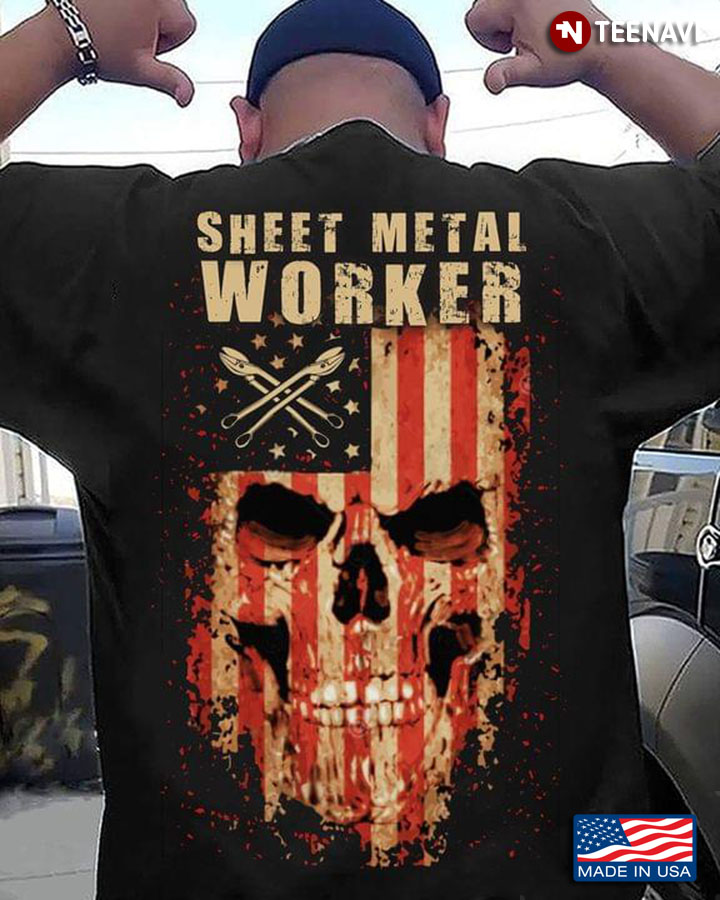 Sheet Metal Worker Skull American Flag
