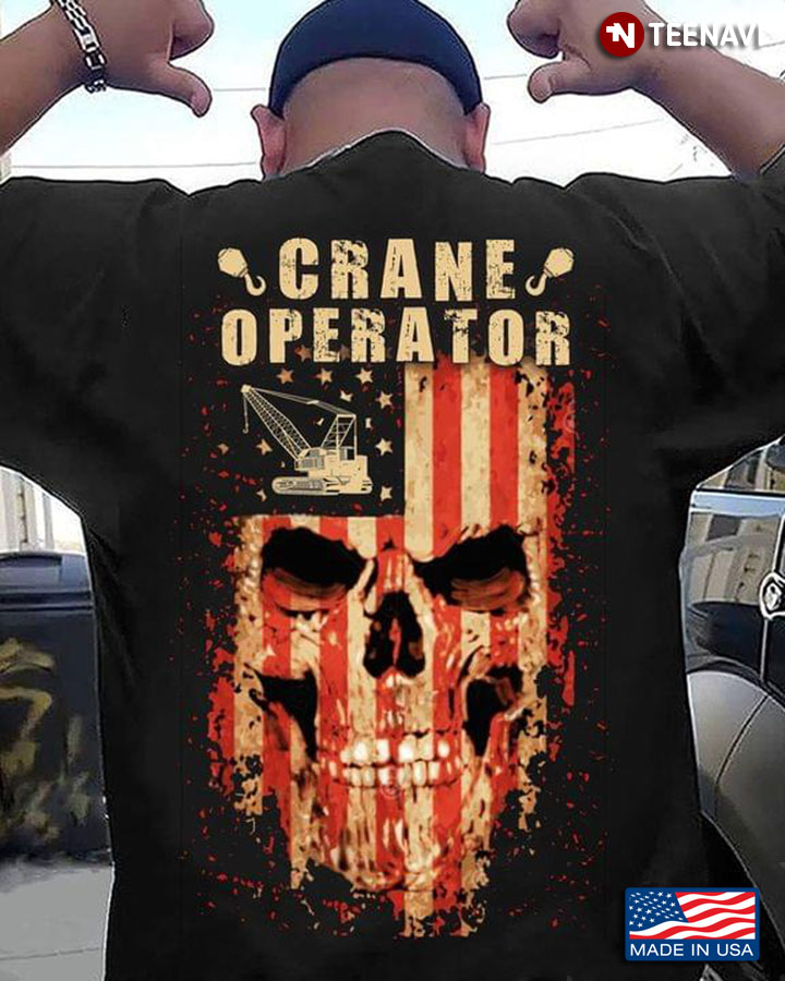 Crane Operator Skull American Flag
