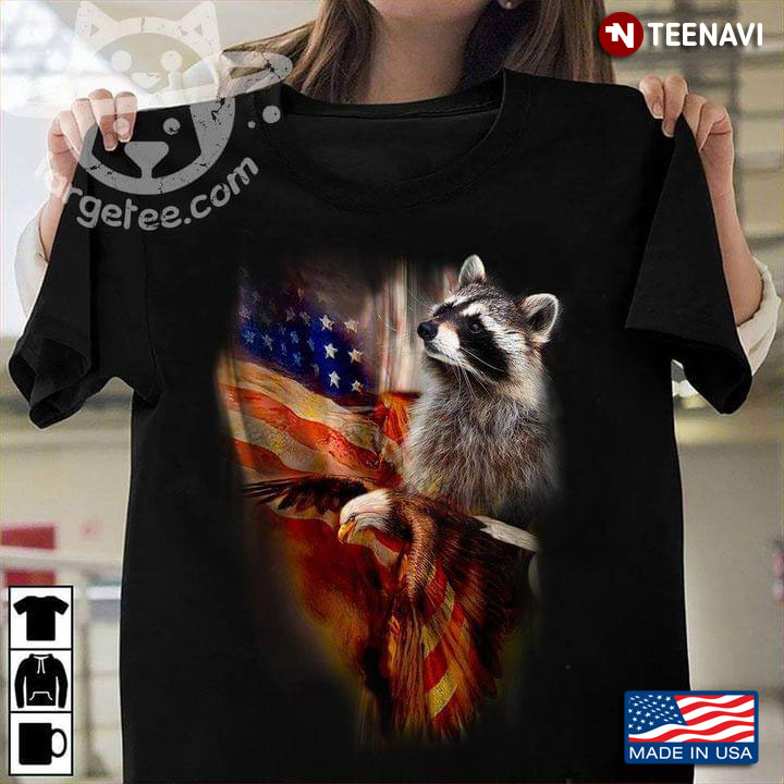 Raccoon American Flag Eagle
