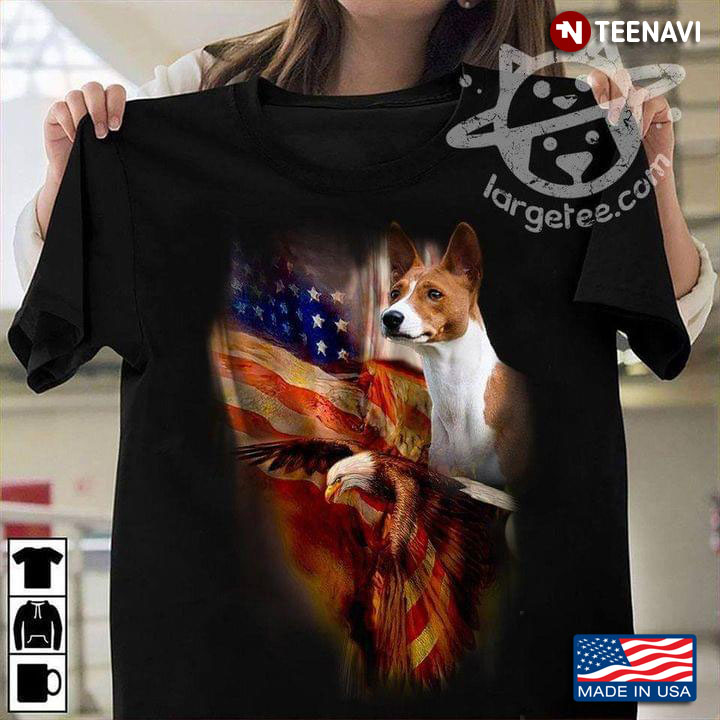 Basenji American Flag Eagle
