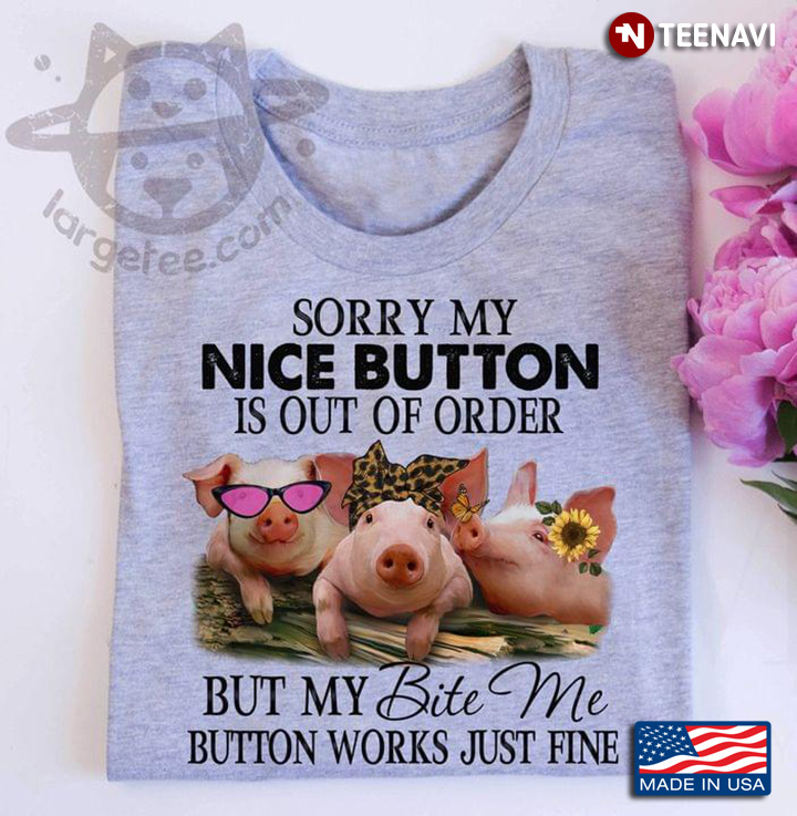 Sorry My Nice Button Is Out Of Order But My Bite Me Button Works Just Fine Pigs