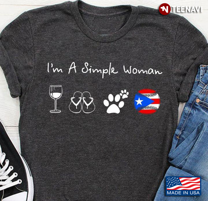 I'm A Simple Woman Wine Flip Flops Dog And Softball