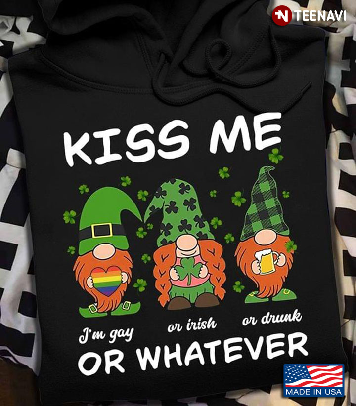 Gnome Kiss Me I'm Gay Or Irish Or Drunk Or Whatever  Shamrock LGBT St. Patrick's Day