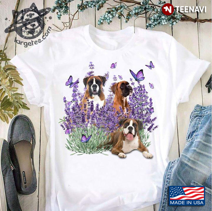 Beautiful Lavender And Butterflies St. Bernard Dogs