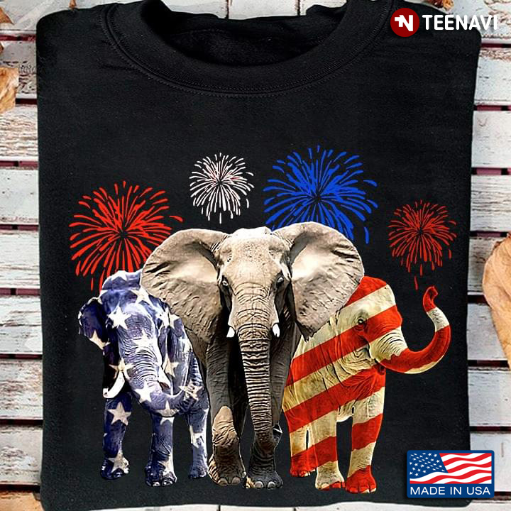 Elelphants Firework American Flag