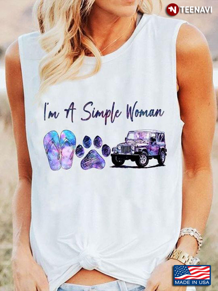 I’m A Simple Woman Flip Flops Dog And Jeep