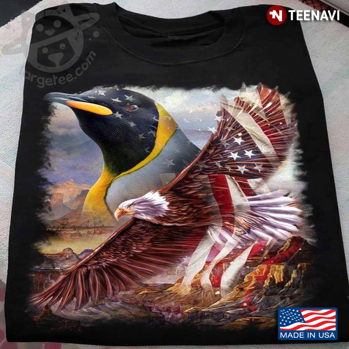 Pengiun Eagle And American Flag